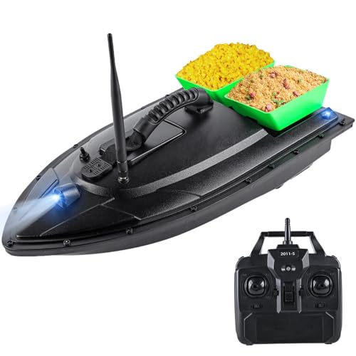 RC-Köderboot Zum Angeln, 500 M Entfernungsangeln, Surfer-Köderboot, 1,5 Kg Ladende Köderbehälter, Doppelmotor-Fernbedienungs-Fischerboot Zum Karpfenbarsch-Welsangeln (Leuchtendes von Denash