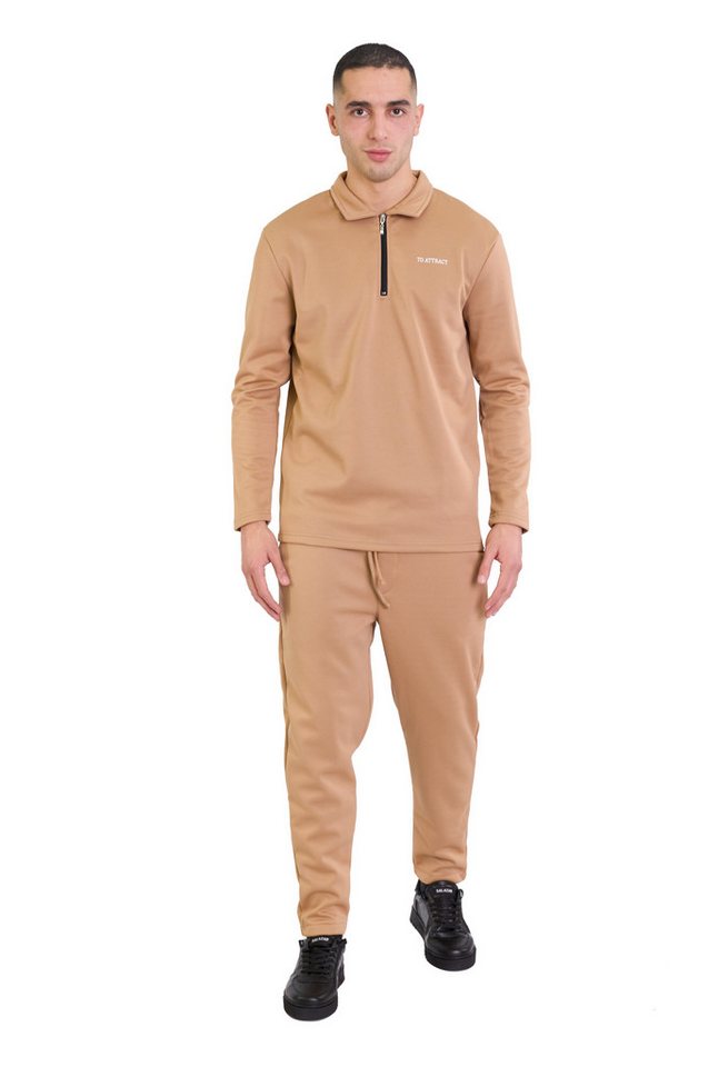 Denim Distriqt Trainingsanzug Lässiges Trainingskombi mit Polokragen Freizeitanzug Camel XL von Denim Distriqt