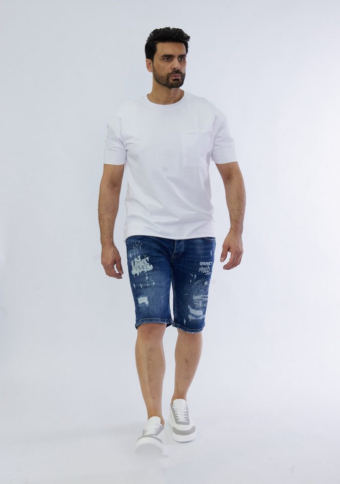 Denim House Jeansshorts Jeanscapri im mit heller Waschung und Coolem Print Blau 30 Denim House Jeansshorts Jeanscapri im mit heller Waschung und Coolem Print Blau 30 von Denim House