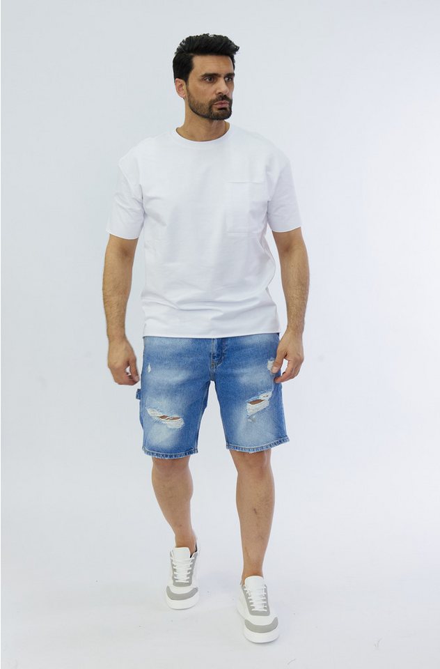 Denim House Jeansshorts Lässige Loose Fit Jeanscapri im Destroyed Look Blau 32 Denim House Jeansshorts Lässige Loose Fit Jeanscapri im Destroyed Look Blau 32 von Denim House