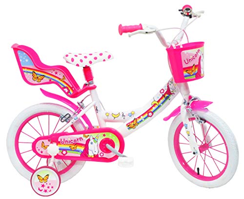 Denver Jungen 14" Unicorn Fahrrad, Weiß-Rosa von Denver