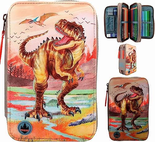 Dino World 12381 3-Fach Federtasche LED Khakibraun Dino World 12381 3-Fach Federtasche LED Khakibraun von Depesche