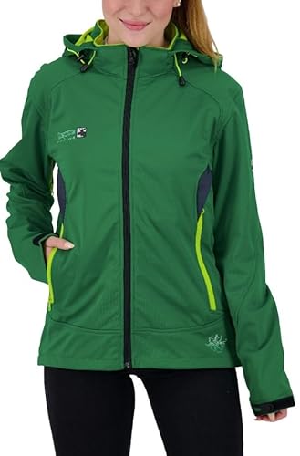 Deproc Active Damen Softshelljacke mit abnehmbarer Kapuze Übergangsjacke Windbreaker DOWNTON PEAK, 52 Große Größen von DEPROC-Active