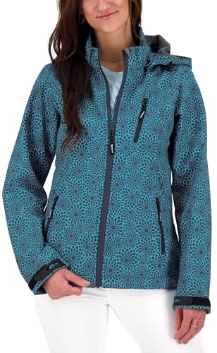 DEPROC-Active Damen Softshelljacke mit abnehmbarer Kapuze Übergangsjacke Windbreaker SHELBY PEAK petrol 50 von DEPROC-Active