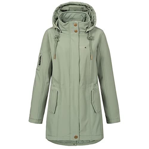 Deproc Active Damen Softshellmantel mit abnehmbarer Kapuze Übergangsjacke Windbreaker #TWIN PEAK, slate gray, 42 von DEPROC-Active