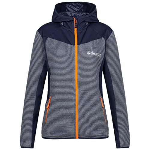 Deproc Active Damen Gebreid voor dames, met lichte capuchon, ademende overgangsjas, windbreaker, fleecejack, Strickfleecejacke, Navy, 52 Große Größen EU von DEPROC-Active