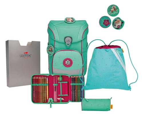 DER DIE DAS leichter Schulranzen, ErgoFlex Easy Peppermint Pony Set 5-teilig, ca. 20,5 l Volumen, ca. 950 g Gewicht DER DIE DAS leichter Schulranzen, ErgoFlex Easy Peppermint Pony Set 5-teilig, ca. 20,5 l Volumen, ca. 950 g Gewicht von DerDieDas