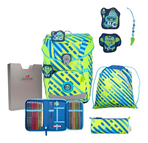 DerDieDas Schulranzen Set 5-TLG. ErgoFlex Easy NEON Monster von DerDieDas