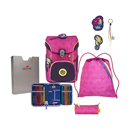 DerDieDas Schulrucksack Set 5-TLG. ErgoFlex Easy Exklusiv Superflash Pink Mermaid 2023 von DerDieDas