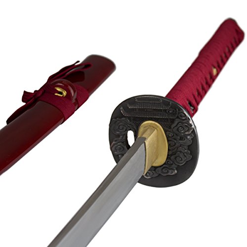 DerShogun Katana Samuraischwert Saya und Sageo rot von DerShogun