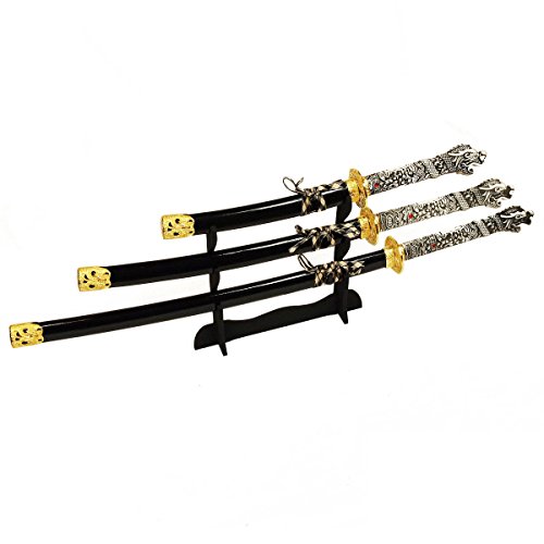 DerShogun Samurai-Schwert-Set Katana Wakizashi Tanto Connor MacLeod mit Drachenkopf inklusive Schwertständer DerShogun Samurai-Schwert-Set Katana Wakizashi Tanto Connor MacLeod mit Drachenkopf inklusive Schwertständer von DerShogun