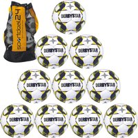 10er Ballpaket + Ballsack DERBYSTAR Apus TT Fußball 32 Panel mit Hybrid-Technologie und FIFA Basic Zertifikat weiß/gelb 5 von Derbystar