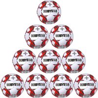 10er Ballpaket DERBYSTAR Apus TT Fußball 32 Panel mit Hybrid-Technologie und FIFA Basic Zertifikat weiß/rot 5 von Derbystar