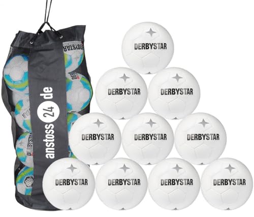 Derbystar 10 x Trainingsball - BRILLANT TT Classic inkl. Ballsack, Farbe:Weiß von Derbystar