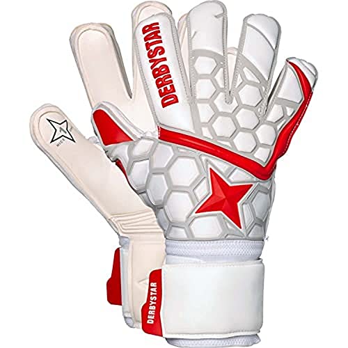 Derbystar APS White Red Star II Torwarthandschuhe Unisex, Weiss rot Silber, 8 von Derbystar