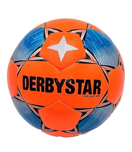 Derbystar Bundesliga-Spielball 2022/23, FIFA Quality PRO, handgenäht, 32 Panels, PU-Mikrofaser, Naturlatex-Blase, Orange von Derbystar