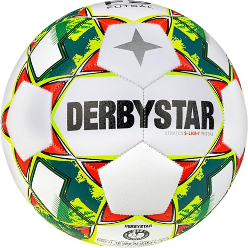 Derbystar Jungen Futsal Stratos S-Light v23 Fussball, Weiss Gelb Blau, 4 von Derbystar