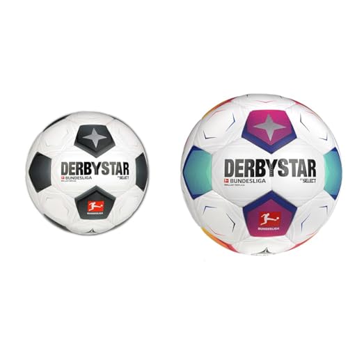 Derbystar Unisex – Erwachsene Bundesliga Brillant Replica Classic v23 Fußball, weiß, 5 & Bundesliga Brillant Replica v2 Fußball 23, 5 von Derbystar