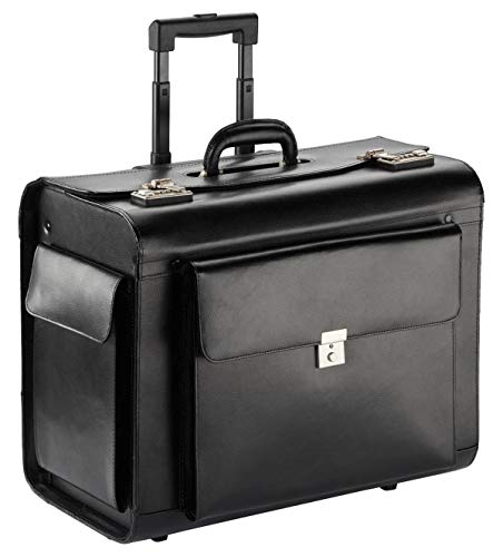 Extra Großer Leder Aktenkoffer Pilotenkoffer Rollen Trolley Schwarz 50cm Bowatex Extra Großer Leder Aktenkoffer Pilotenkoffer Rollen Trolley Schwarz 50cm Bowatex von Dermata