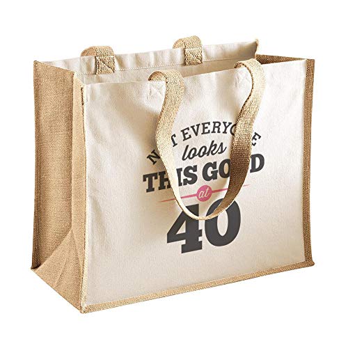 Damentasche mit Aufdruck zum 40. Geburtstag (in englischer Sprache), lustiges Geschenk für Damen zum Geburtstag, Einkaufstasche, Textil, natur, 42 x 33 x 19cm von Design, Invent, Print!