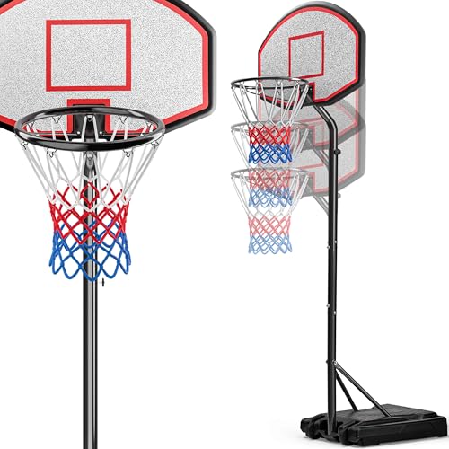 DEUBA® Basketballkorb Outdoor Indoor mit Ständer höhenverstellbar 205- max. 305cm rollbar 70kg Standfuß Kinder Erwachsene Basketball Hoop Stand von Deuba