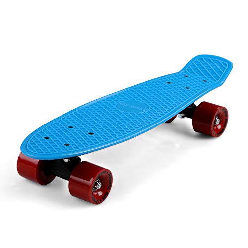 MONZANA® Skateboard 22 Zoll ABEC 7 Kugellager Pennyboard Longboard Retro Design Erwachsene Kinder Jugendliche Mini Cruiser 100kg Belastbar von Monzana