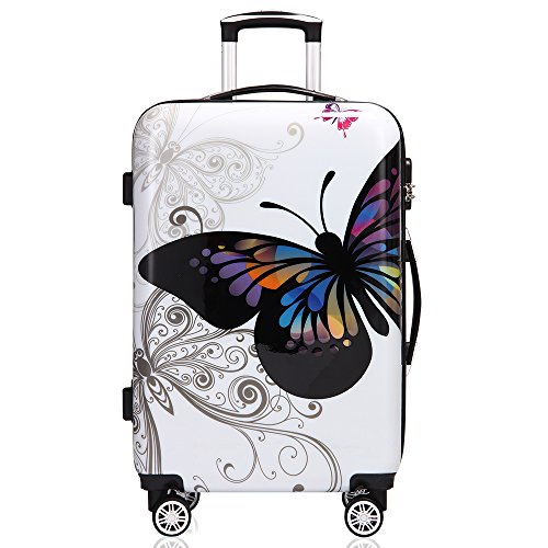 Monzana® Reisekoffer Hartschalenkoffer Butterfly Hartschale Trolley Koffer | ABS-Kunststoff | PC beschichtet | Alu Teleskopgriff | gummierte Zwillingsrollen | Größe XL von Deuba