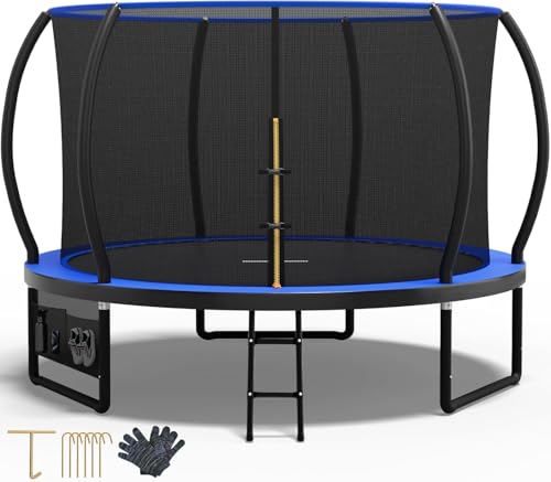 Devoko Trampolin Outdoor Ø 244/305/366/427 cm GS Zertifiziert Kindertrampolin Gartentrampolin mit Sicherheitsnetz, Leiter & Fäustling, Kürbis-Design, bis 150 kg von Devoko