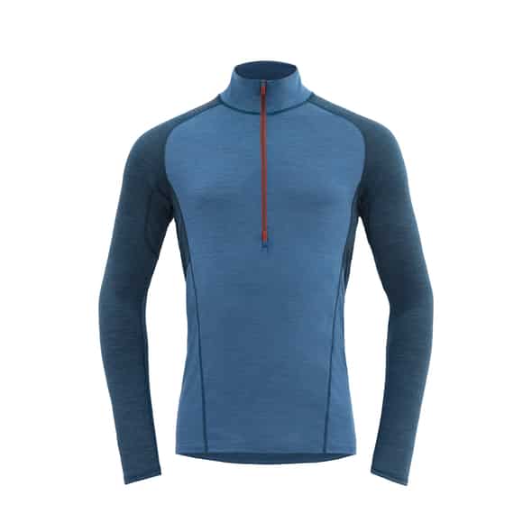 Devold of Norway Running Merino 130 Zip Neck Herren Laufshirt (Blau M ) Laufbekleidung von Devold of Norway