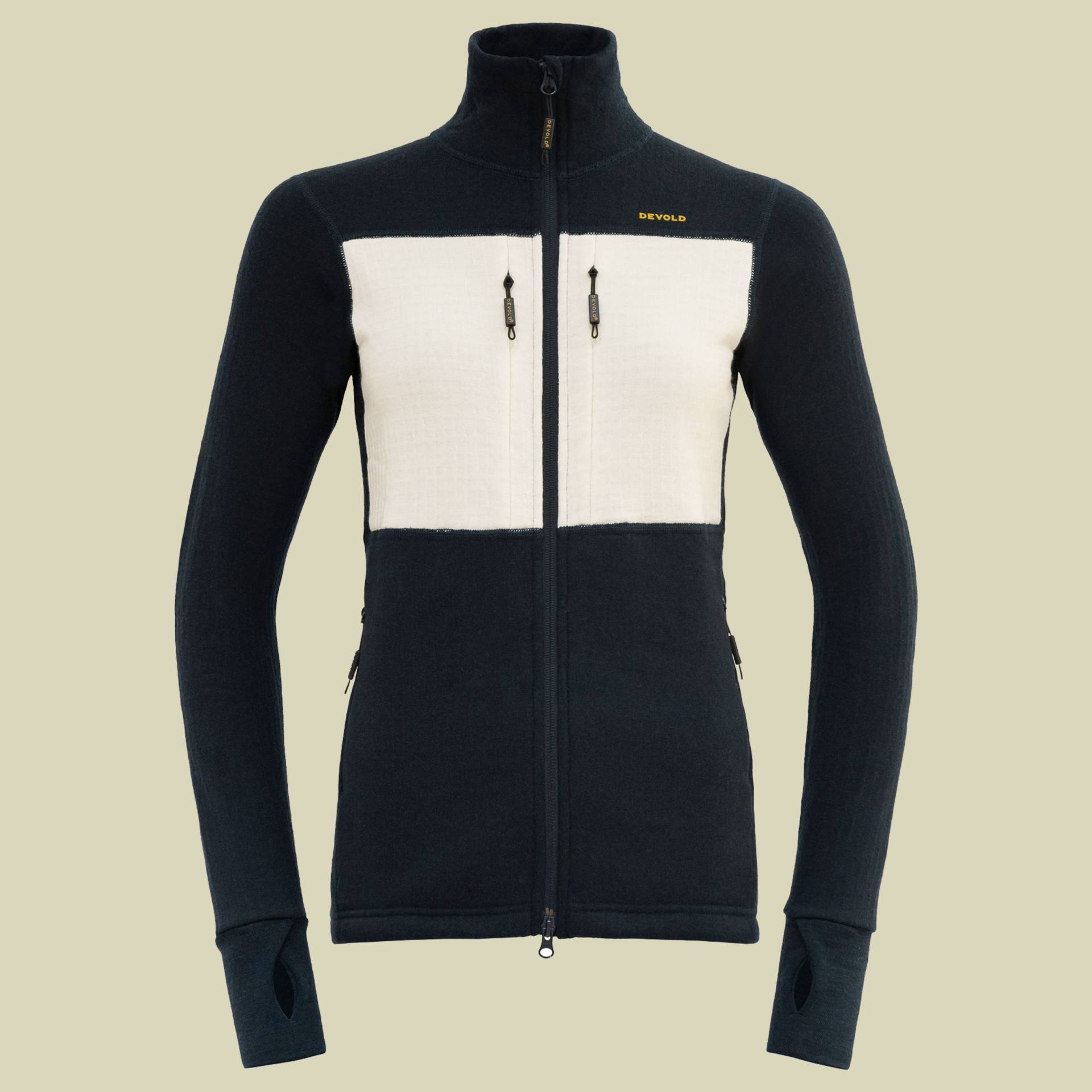 Egga Grid Merino Jacket Women M blau - ink/offwhite Egga Grid Merino Jacket Women M blau - ink/offwhite von Devold