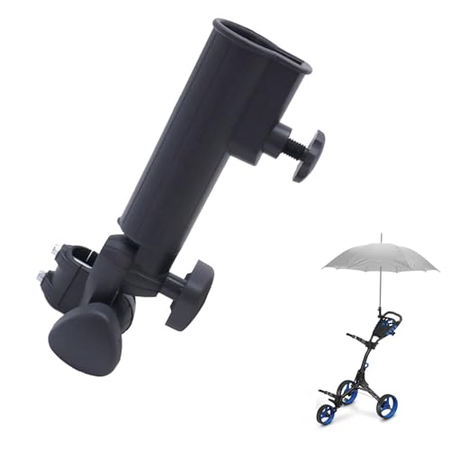 DEWIN Regenschirm Halter, Golf Push Trolley Regenschirm Halter Verstellbar Universal Kunststoffständer Push Pull Fahrradwagen (Schwarz) von DEWIN