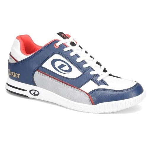 Dexter Royal Bowlingschuhe für Herren (für Rechts- und Linkshänder, universelle Gleitsohlen auf beiden Schuhen), Marineblau/Weiß/Grau, Größe 43 von Dexter