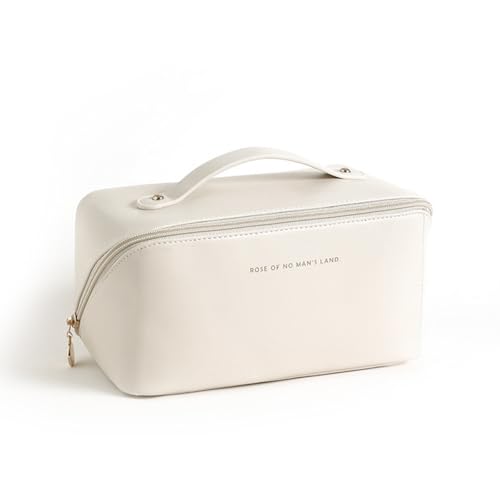 Dfuqanb Kosmetiktasche Schminktasche, Reise Make-up Bag wasserdichte Tasche, Tragbare Kosmetiktasche Damen, Reise Makeup Bag Aesthetic, Schminktasche Groß Kapazitä, für Mädchen und Mütter (White) von Dfuqanb