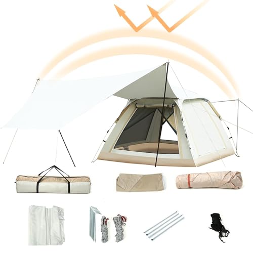 Pop Up Camping Zelt X1 Set, Outdoor Schatten Sonnenzelt Shelter Baldachin, Camping Zelt Automatisch, Instant Tent Pop Up Kuppelzelt 4 Jahreszeiten Wasserdicht & Winddicht Campingzelt für von Dgayaeic