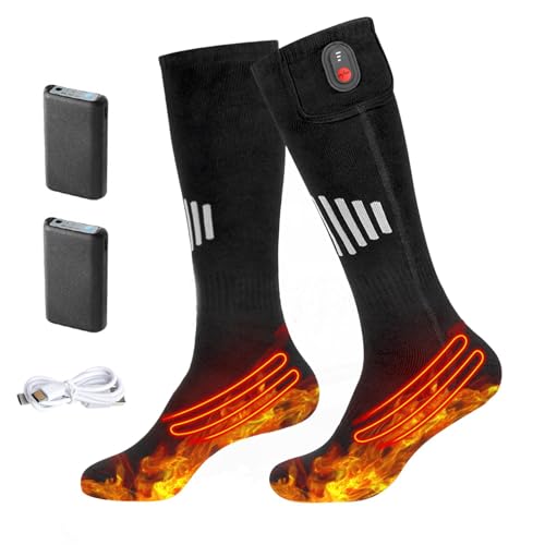 Beheizte Socken Herren & Damen, Thermo Wintersocken, Wiederaufladbare Beheizte Socken, 3 Temperaturstufen Waschbare Atmungsaktive Beheizte Socken für Winter Outdoor-Aktivitäten, Camping, Laufen, von Dgkdek