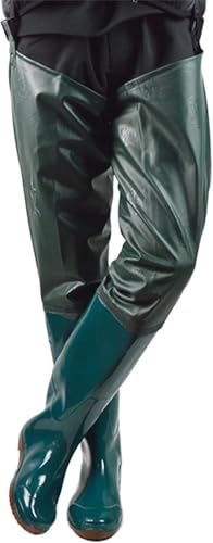 DgtZyrih 80Cm PVC Wathosen Unterkörper wasserdichte Angelhose rutschfeste Regenstiefel Herren Damen Outdoor Jagd Wathose mit Stiefeln Ultraleichte atmungsaktive Wathose,Grün,39 von DgtZyrih