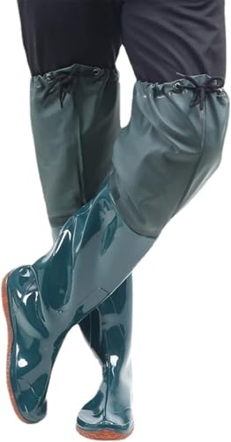 DgtZyrih Angeln Hüftwatthose Über dem Knie Wasserdichtes PVC Waten rutschfeste Regenstiefel Atmungsaktive Angelhosen, 60Cm Leichte weiche Wathosen Gummistiefel Wasserschuhe,Grün,44 von DgtZyrih