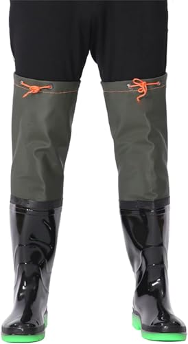 DgtZyrih Angeln Hüftwatthose rutschfest Wasserdicht PVC Waten Hohe Regenstiefel Dicke Angelhosen Bewegung Outdoor Bewegung Jagdstiefel Leichte Wathose Gummistiefel Unisex,Schwarz,36 von DgtZyrih