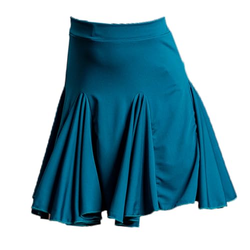 DgtZyrih Damen Big Swing Tanz Kurzer Rock Mädchen Übungskleidung Cha Cha Rumba Samba Latin Tanz Kleid Bühne Performance Kostüm Wettbewerb Tanzbekleidung Party Rock,Blau,120 von DgtZyrih