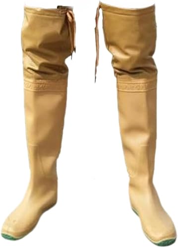 DgtZyrih Hohe Regenschuhe Männer Frauen Angeln Hüftwatthose Outdoor wasserdichte Arbeitsstiefel rutschfeste Regenstiefel Atmungsaktive Wasserschuhe Langlebige Jagd Wathose,Beige,40 von DgtZyrih