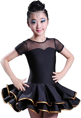 DgtZyrih Mädchen Latin Cotillion Kleid, Rüschen Tango Salsa Performance Wettbewerb Tanzkleid, Bequeme Ballsaalkleider, weiches Tanzkostüm Übung Rock Tanzkleidung,A3,110 von DgtZyrih