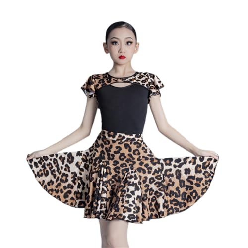 DgtZyrih Mädchen Latin Tanz Kleid Bequem Moderner Ballsaal Tango Salsa Samba Tanzbekleidung Fließende Performance Wettbewerb Tanzkostüm Große Schaukel Übung Rock,Leopard Print,140 DgtZyrih Mädchen Latin Tanz Kleid Bequem Moderner Ballsaal Tango Salsa Samba Tanzbekleidung Fließende Performance Wettbewerb Tanzkostüm Große Schaukel Übung Rock,Leopard Print,140 von DgtZyrih