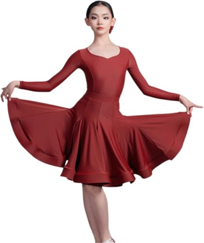 DgtZyrih Mädchen Latin Tanz Kleid Waltz Tango Jazz Salsa Rumba Modern Dance Rock 2 Stück Tanz Performance Kostüm mit Trikot und Rock Wettbewerb Tanzbekleidung,A13,160 von DgtZyrih