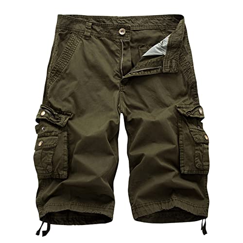 Dhyuen Cargo Kurze Hose Herren Bermuda Kurz Sporthose Shorts Casual Outdoor Sommershorts Arbeitsshorts Cargohose Herren Taschen Jogginghose Kurz Hose Wanderhose Sweatpants（L,4-Army Green） von Dhyuen