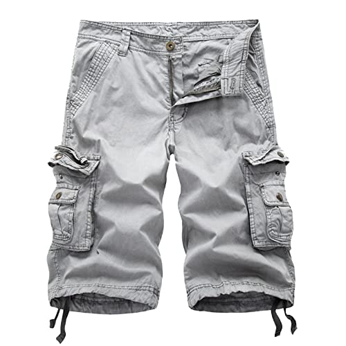 Dhyuen Cargohose Herren Sommer Freizeit Sporthose Laufshorts Lässige Freizeit Herrenshorts Casual Outdoor Trekkinghose Wanderhose Bequeme Freizeithose Laufshorts Jogginghose（XL,5-White） von Dhyuen