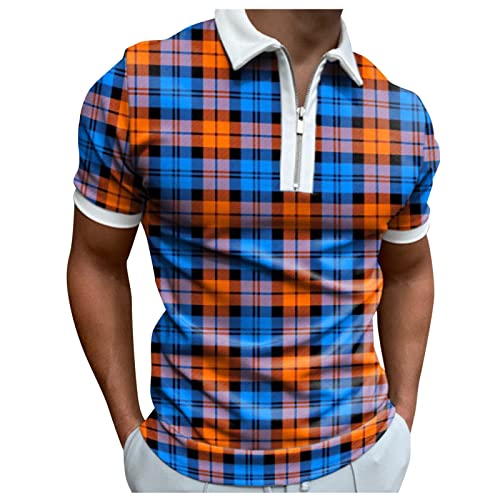 Dhyuen Herren T Shirt Mit Reißverschluss Shirt Business Hemden Casual Einfarbig Poloshirts Für Herren Freizeithemd Sommershirt Business Revers Sommershirt Top Mann Hemd Blusen Shirt（XXL,4-Multicolor） von Dhyuen