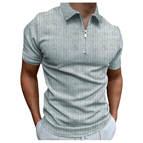 Dhyuen Sommer T-Shirts Herren Casual Kurzarmshirt Sommer Vintage Streetwear Tops Regular Fit Herren T-Shirts Sommer Frühling Business Revers T-Shirt Polohemd Freizeithemd（XL，Gray-5） von Dhyuen