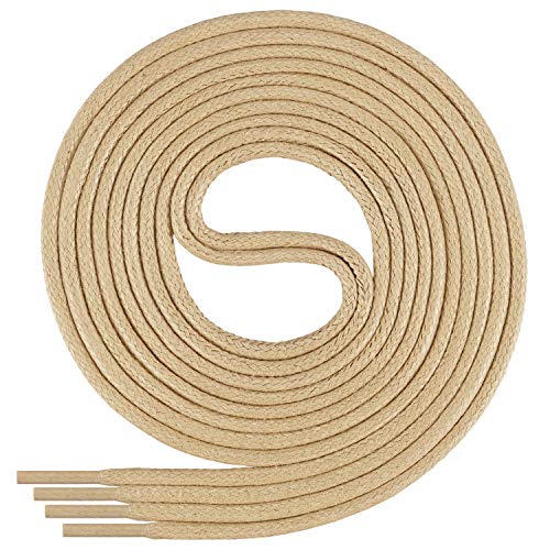 Di Ficchiano gewachste runde Schnürsenkel beige, Schuhband, Laces, Durchmesser 2-4 mm für Businessschuhe, Anzugschuhe und Lederschuhe Farbe: beige Länge: 130cm von Di Ficchiano