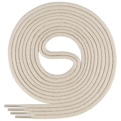 Di Ficchiano gewachste runde Schnürsenkel, Schuhband, Laces, Durchmesser 2-4 mm für Businessschuhe, Anzugschuhe und Lederschuhe Farbe: light.beige Länge: 140cm von Di Ficchiano