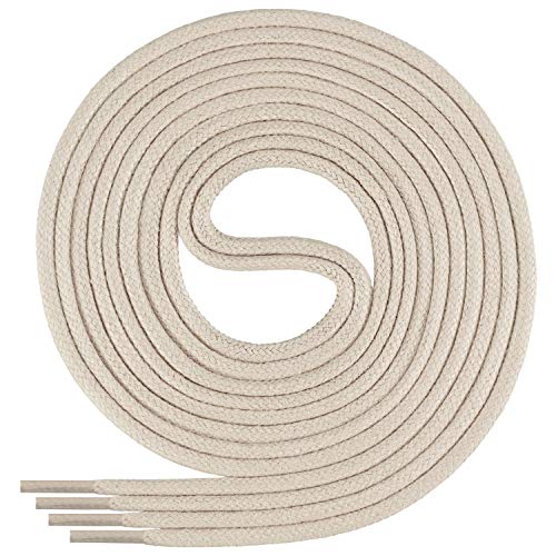 Di Ficchiano gewachste runde Schnürsenkel, Schuhband, Laces, Durchmesser 2-4 mm für Businessschuhe, Anzugschuhe und Lederschuhe Farbe: light.beige Länge: 160cm von Di Ficchiano